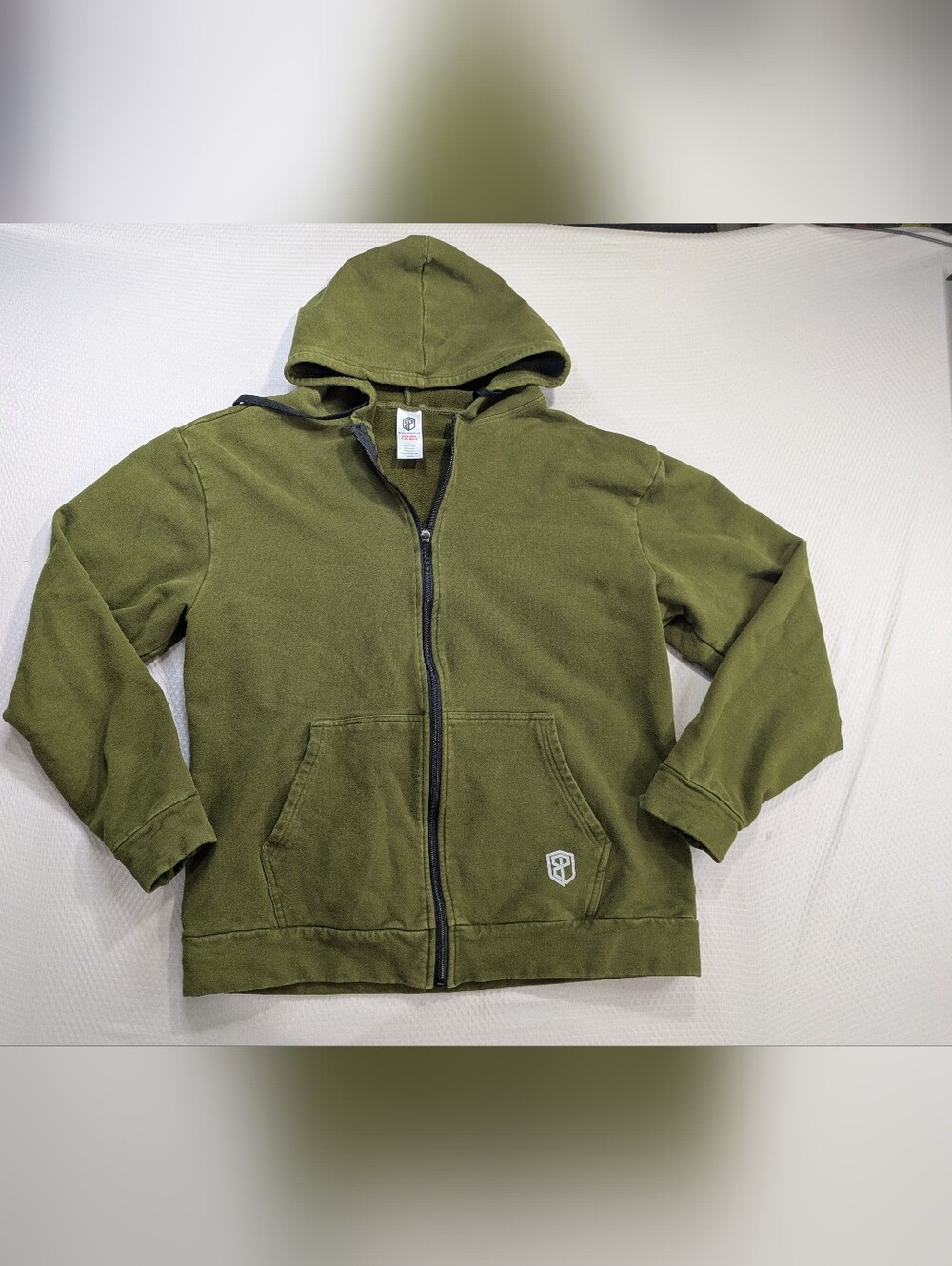 Born Primitive Zip Up Hoodie sz Large Olive Green Sweatshirt Full Zip Casual